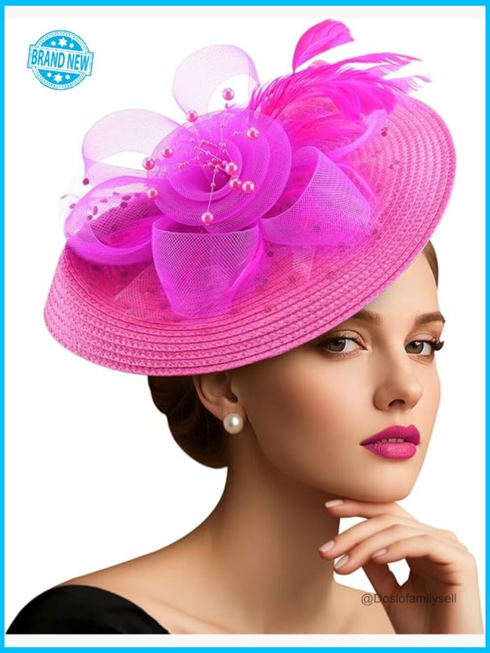 Vintage Feather Fascinator Hat with Mesh Veil Tea Party Derby Cocktail Headpiece